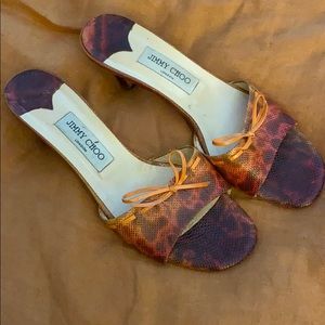 Jimmy choo orange lizard mules size 40.5